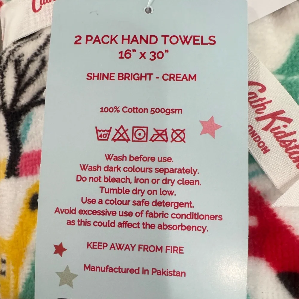 Cath Kidston 2fun Hand Towels in “shine bright(cream)” great for kitchen or bath